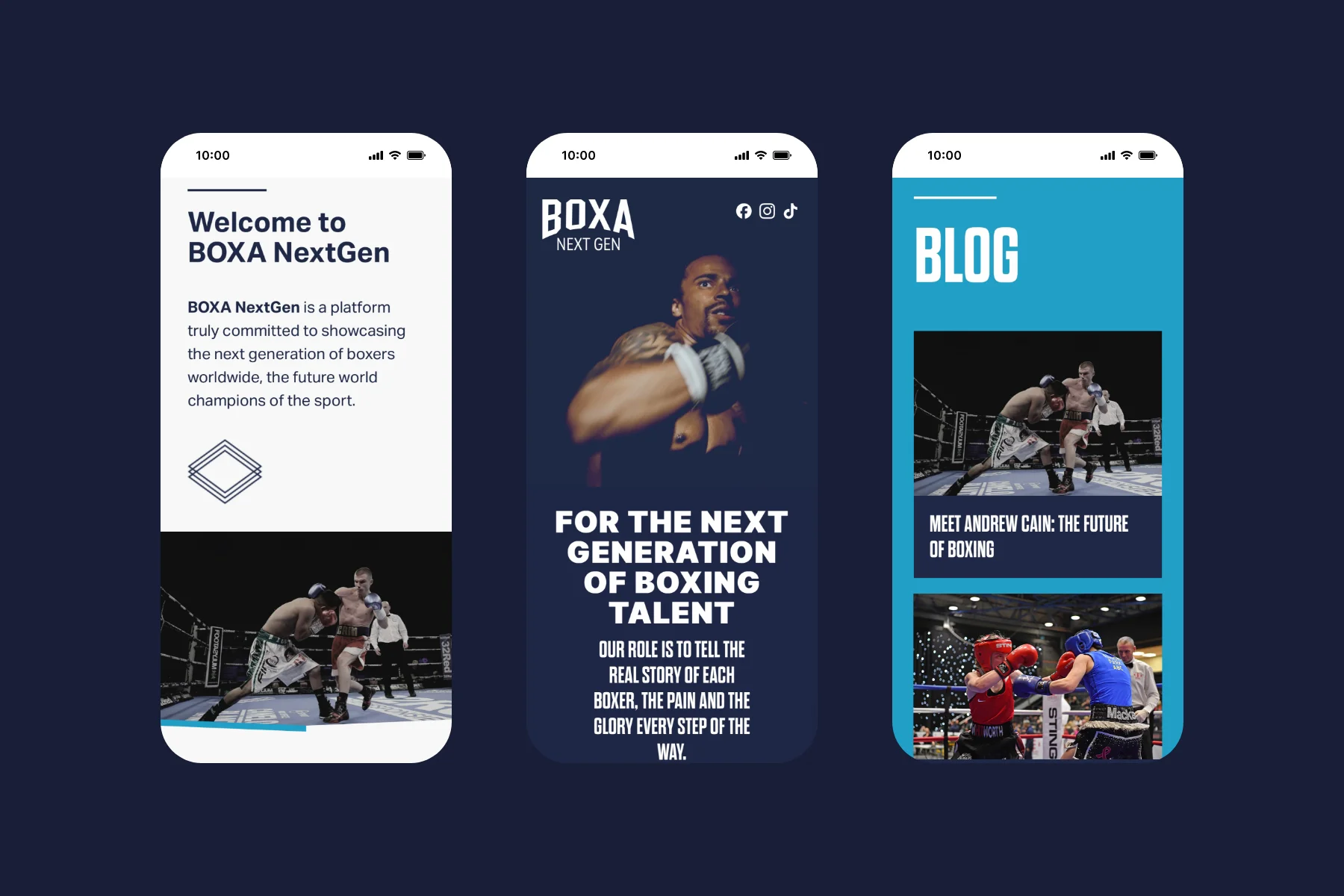 BOXA NextGen website design mobile screens