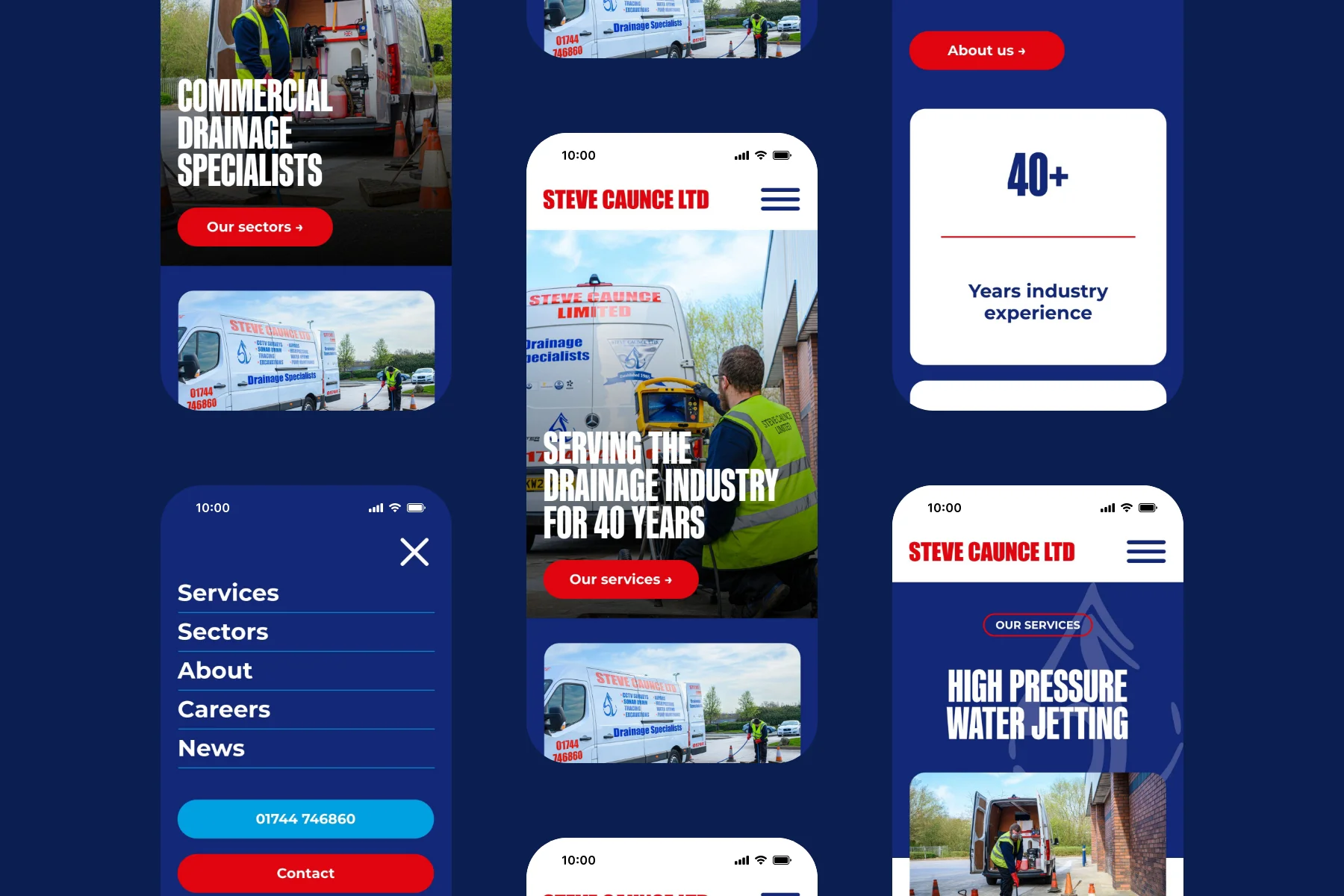 Steve Caunce website design mobile screens