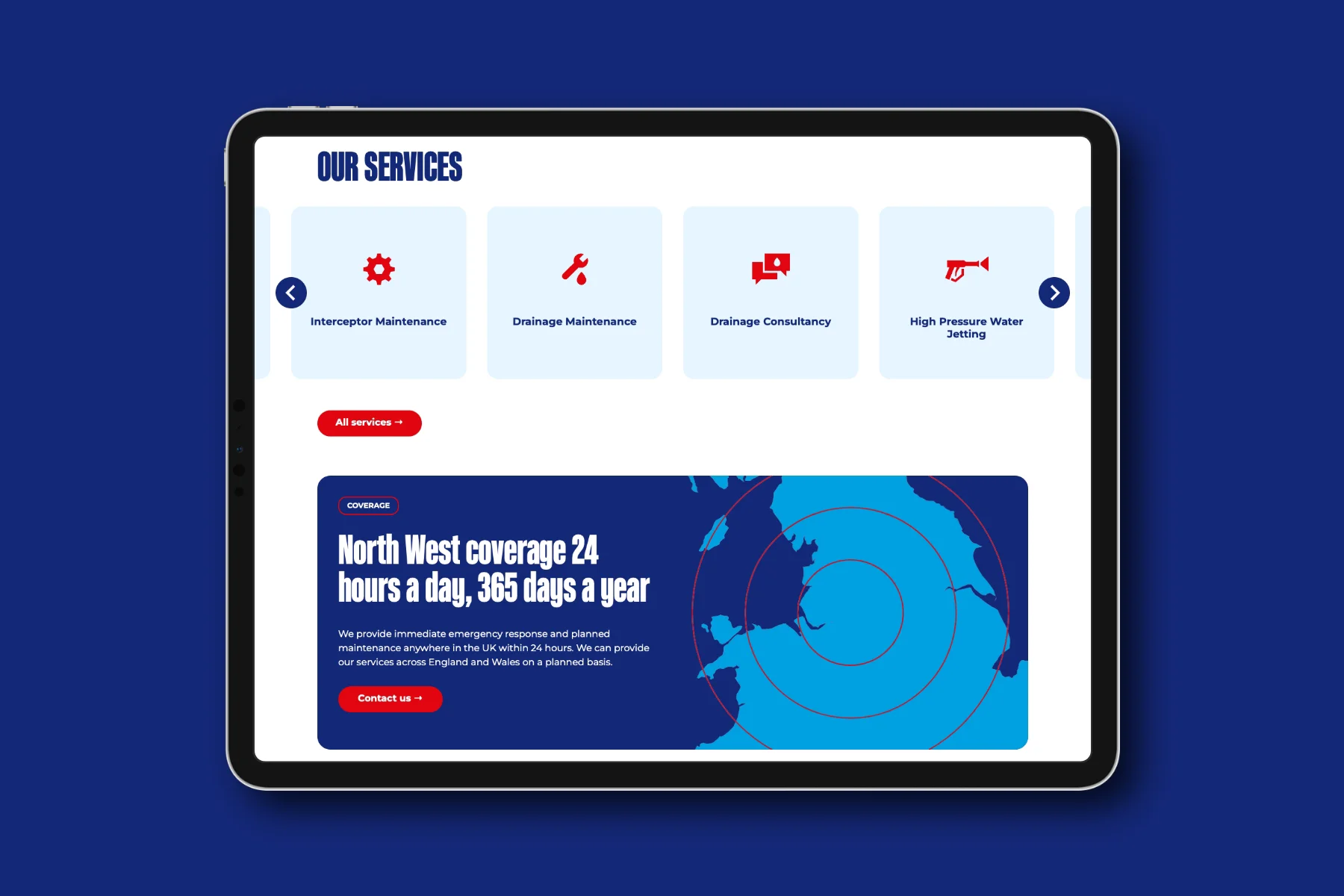 Steve Caunce website design tablet homepage services