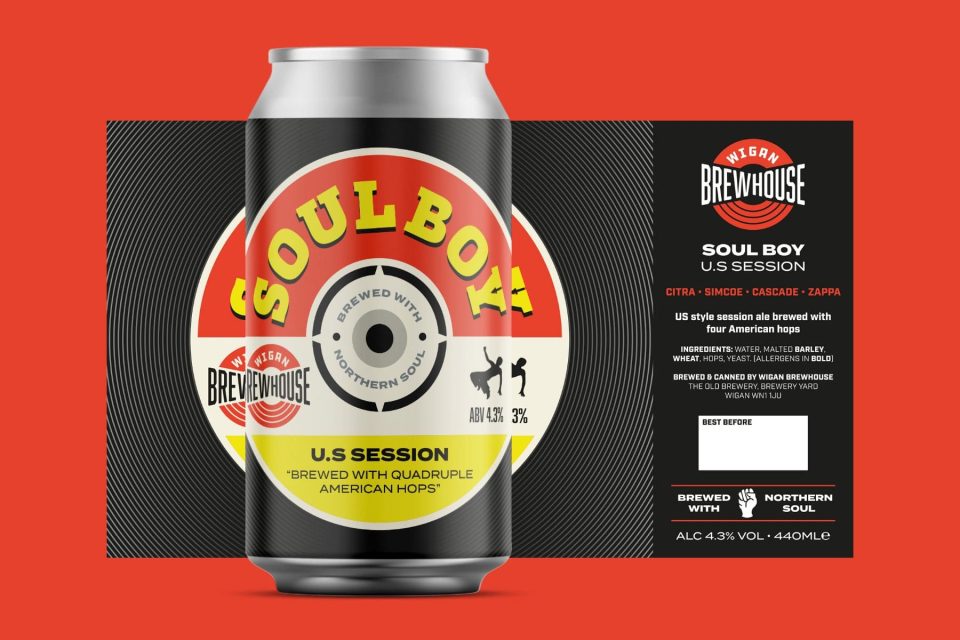 Wigan Brewhouse - branding - Soul Boy beer can label