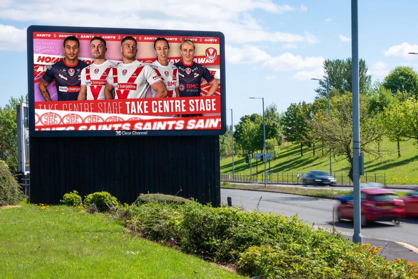 Saints RLFC Kit launch 2025 billboard