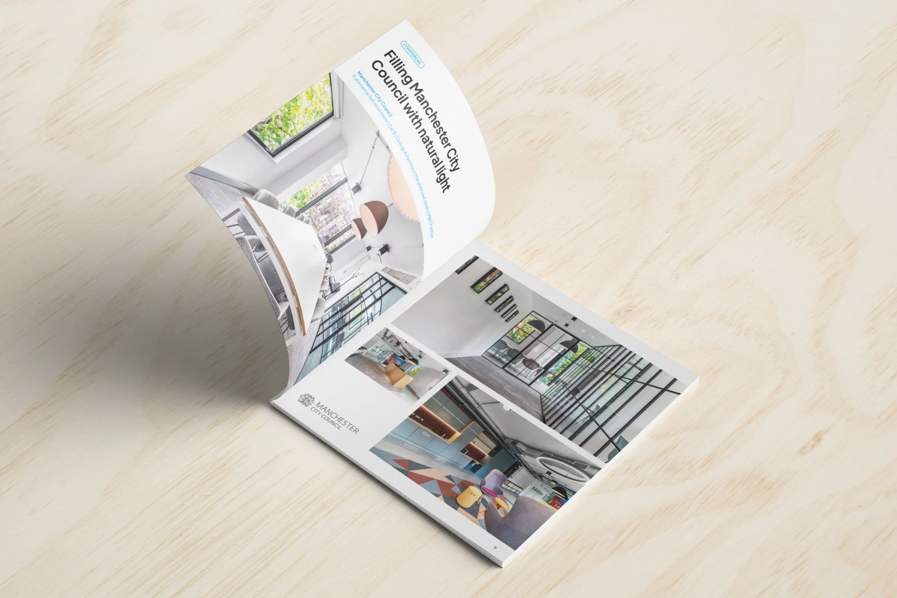 TJM Projects branding printed brochure design spread Manchester City Council
