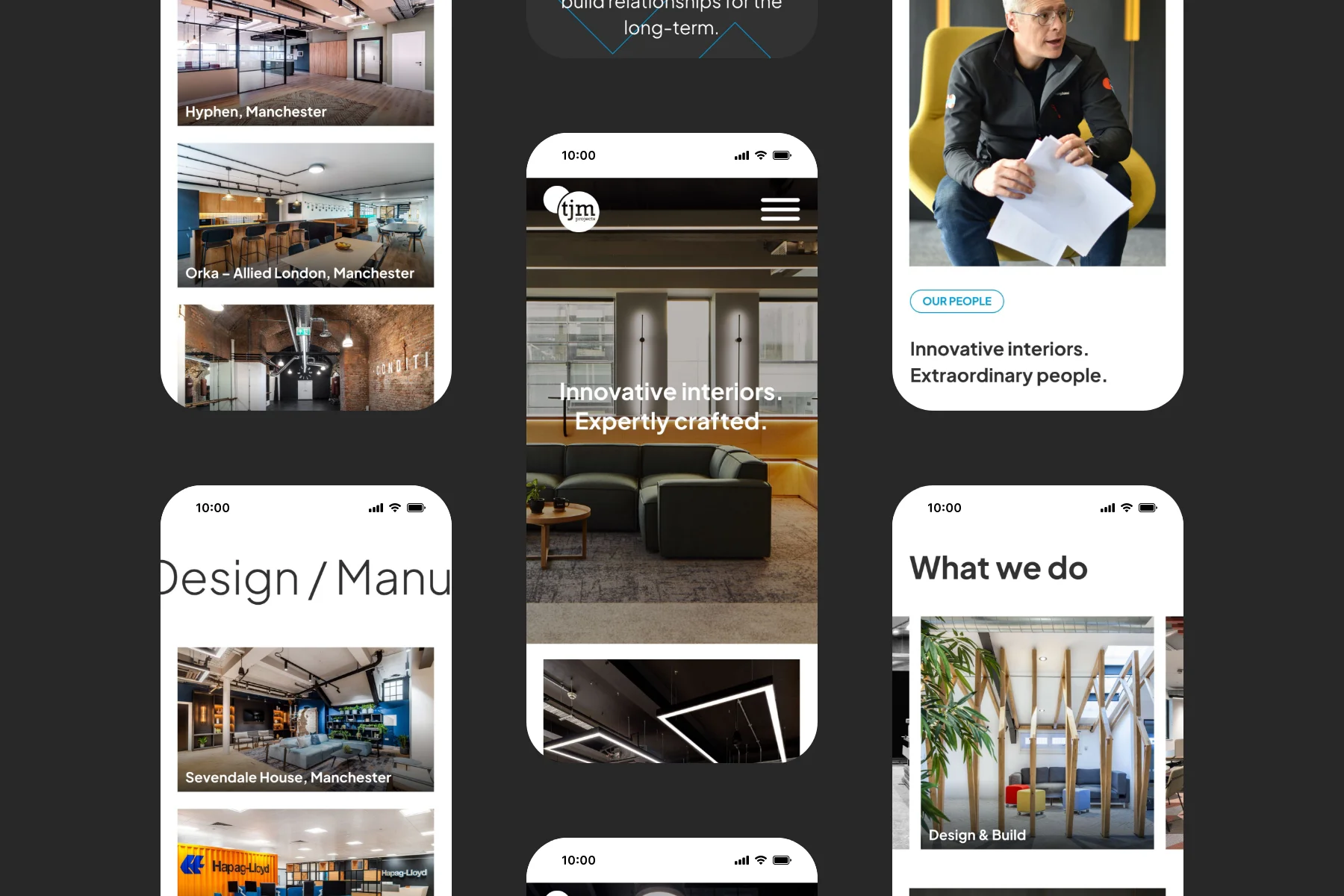 TJM Projects website design mobile screens