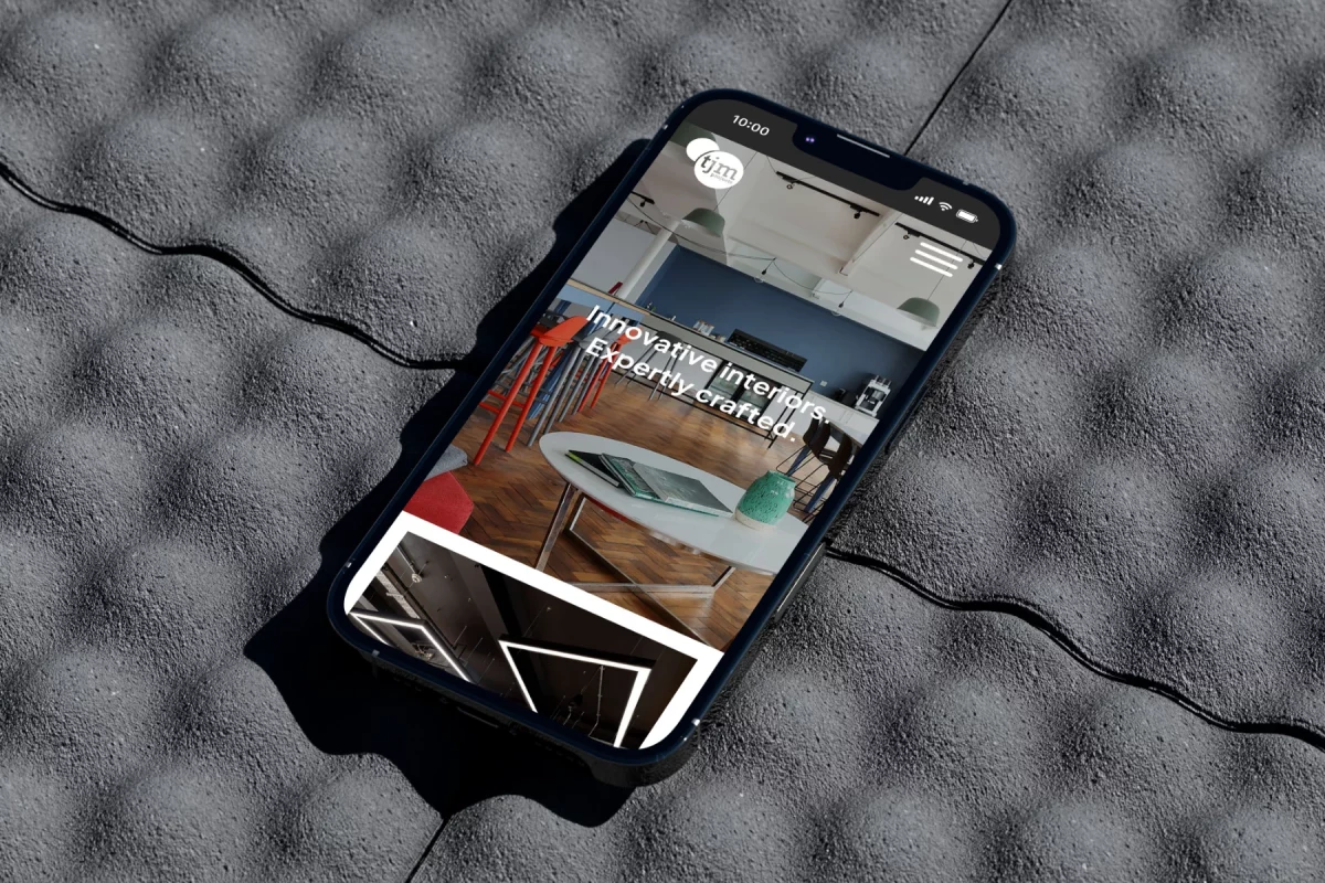 TJM Projects website design mobile home page on tile