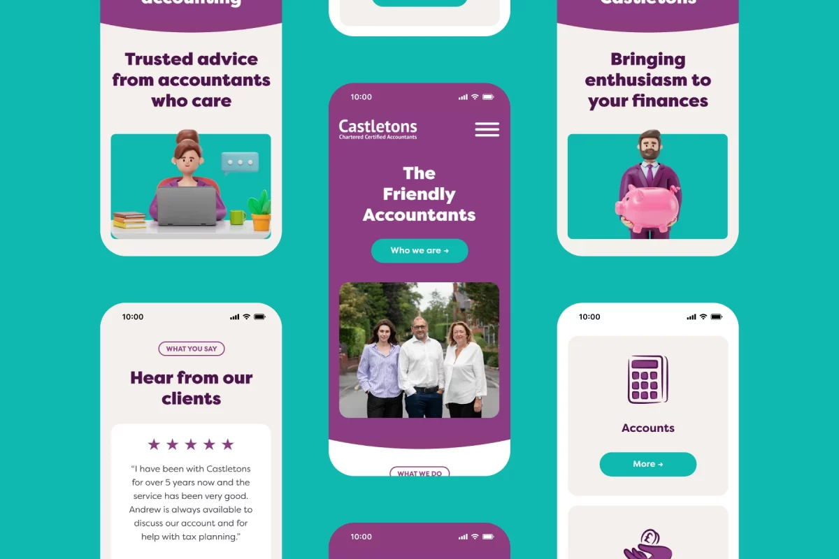 Castletons Accountants website design mobile screens