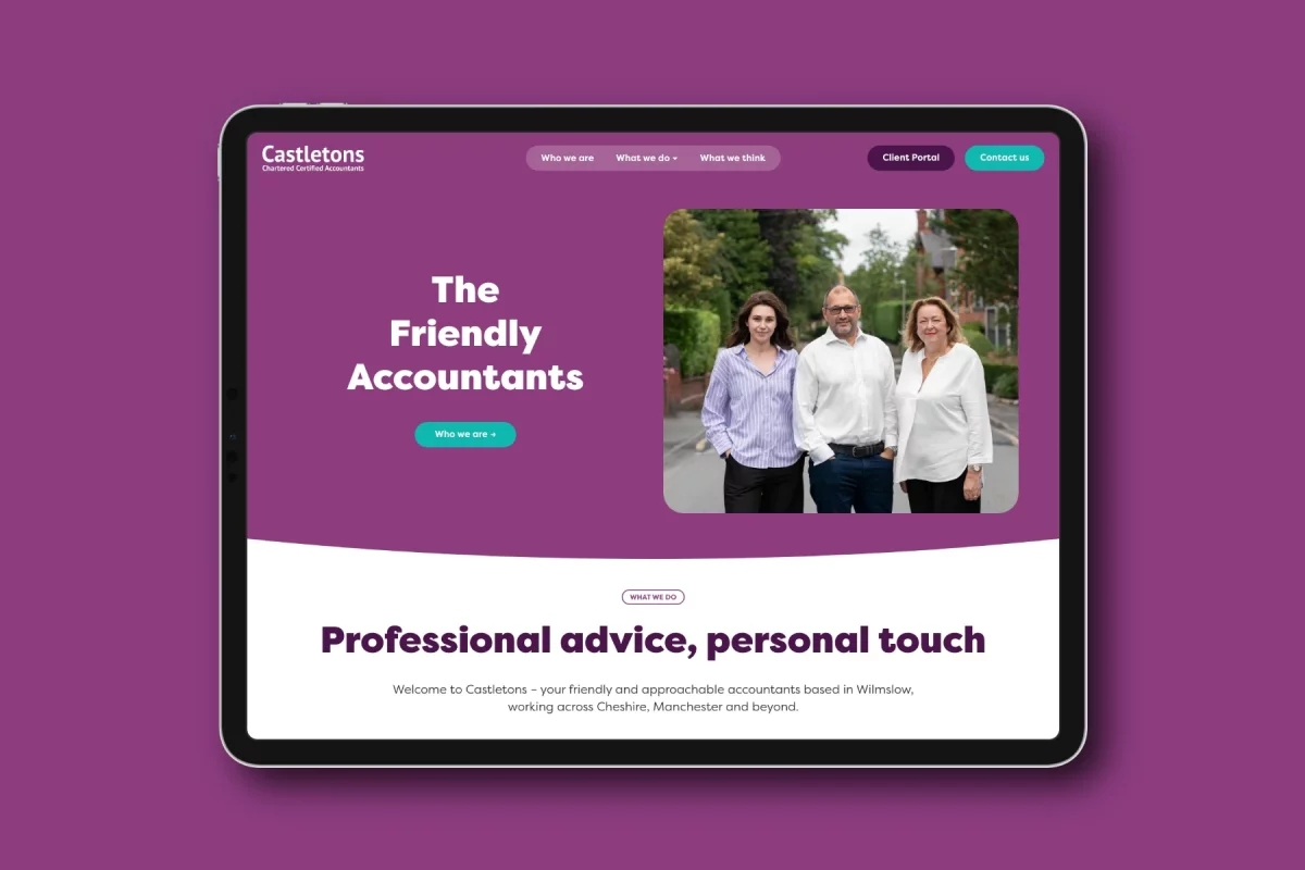 Castletons Accountants website design tablet homepage