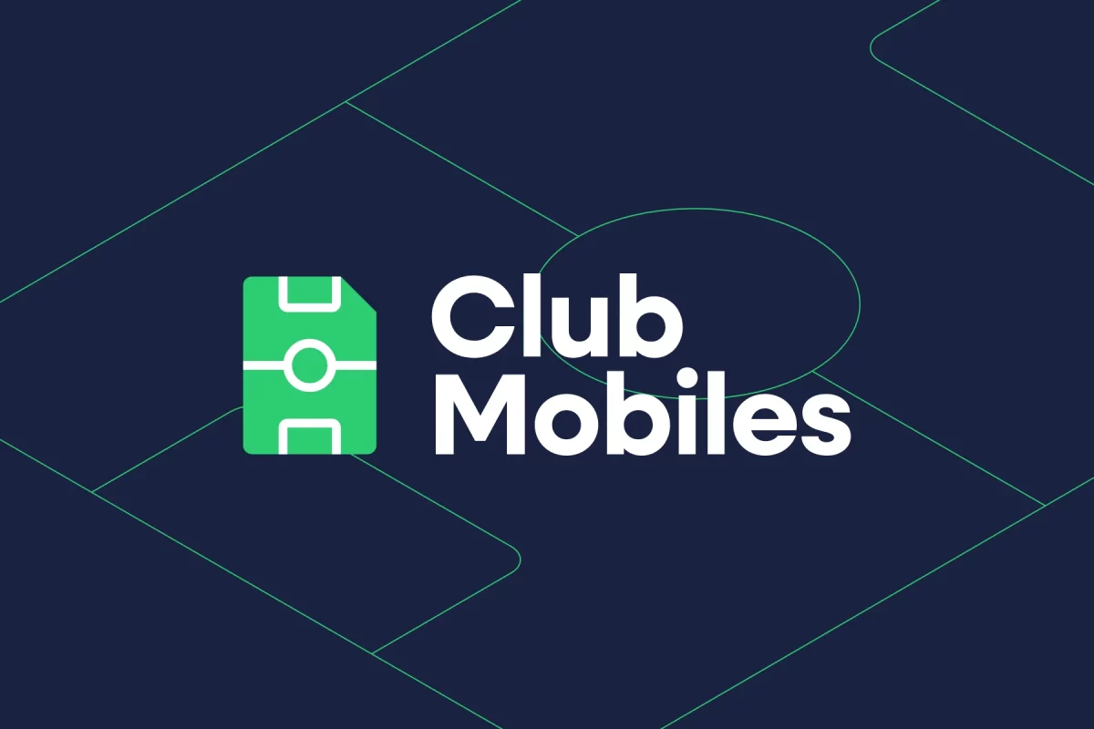 Club Mobiles branding logo design on blue background