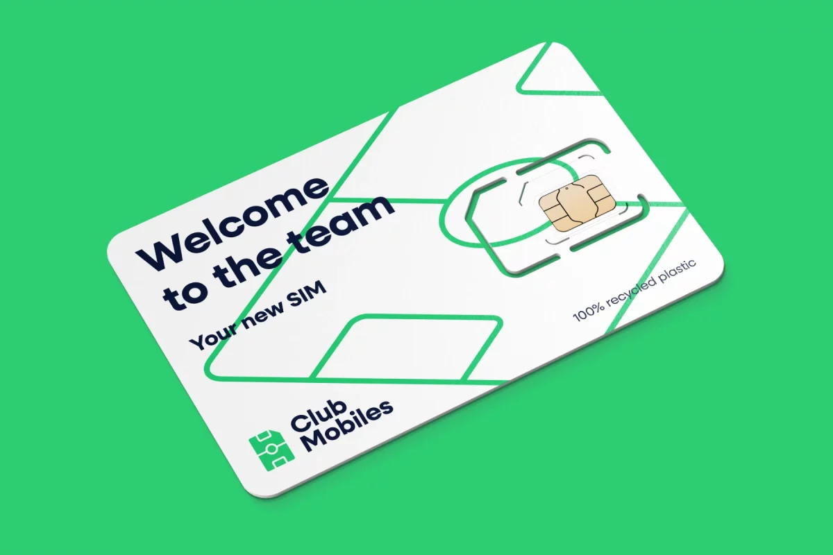 Club Mobiles branding logo design on SIM card pack