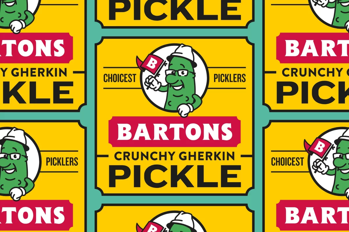 Bartons Pickles branding packaging design pickle label front