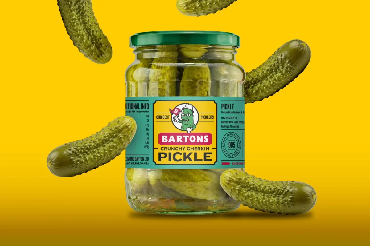 Bartons Pickles branding packaging design pickle label jar