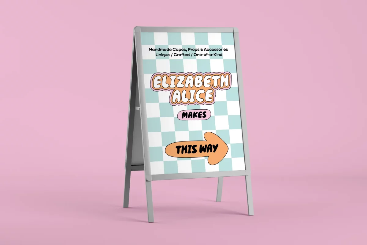 Elizabeth Alice Makes branding signage a-board design