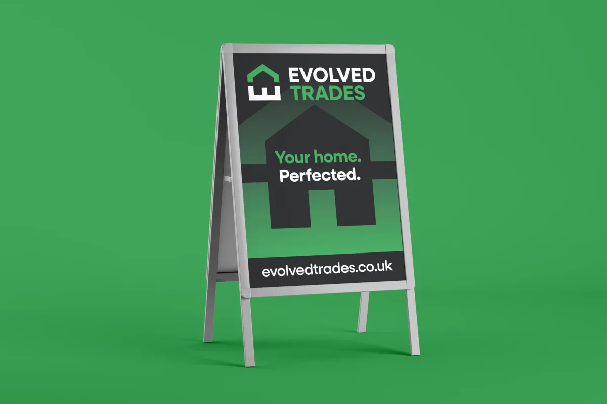 Evolved Trades branding print a board design