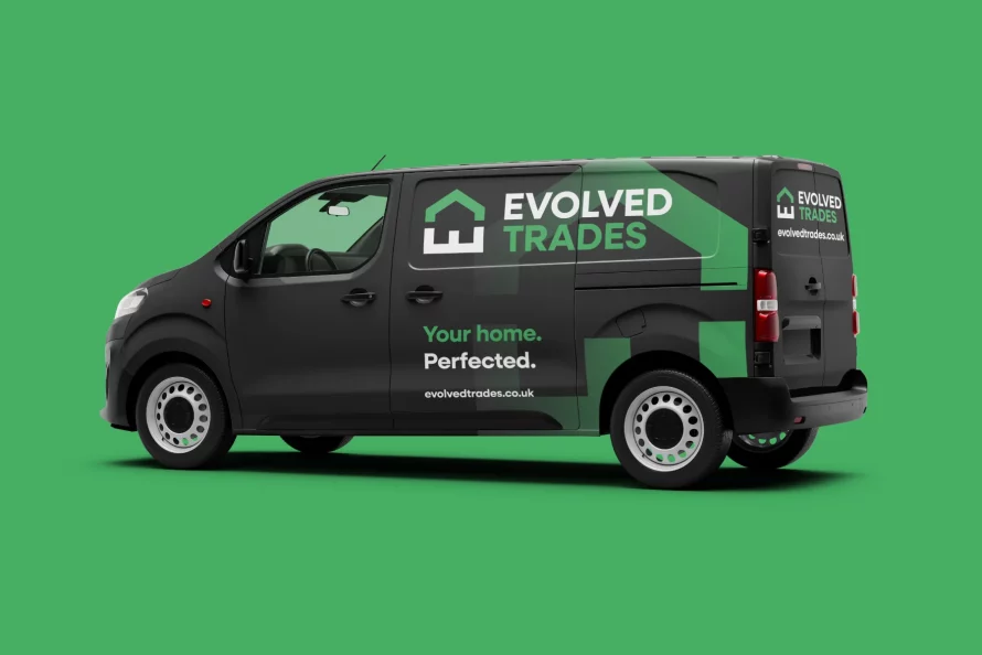 Evolved Trades branding print vehicle graphics