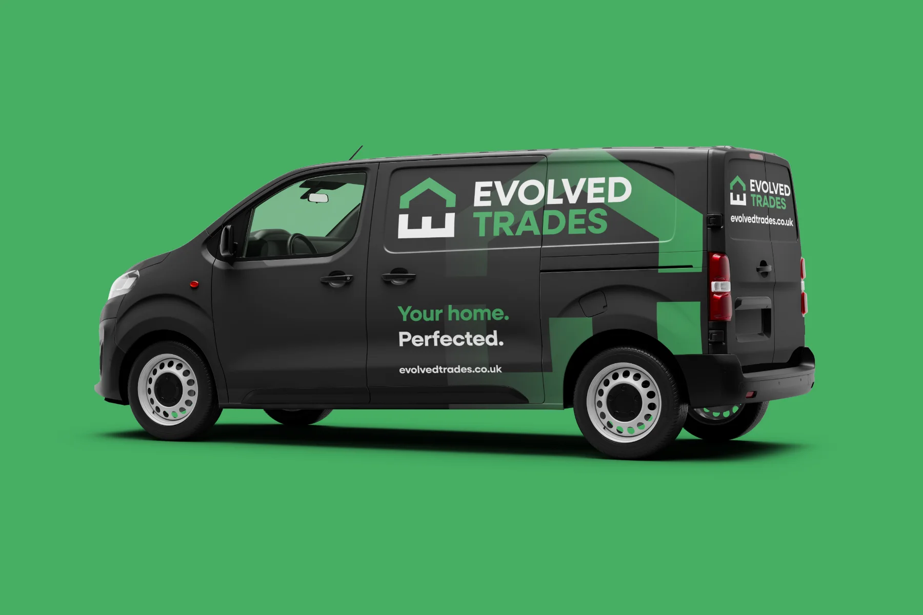 Evolved Trades branding print vehicle graphics