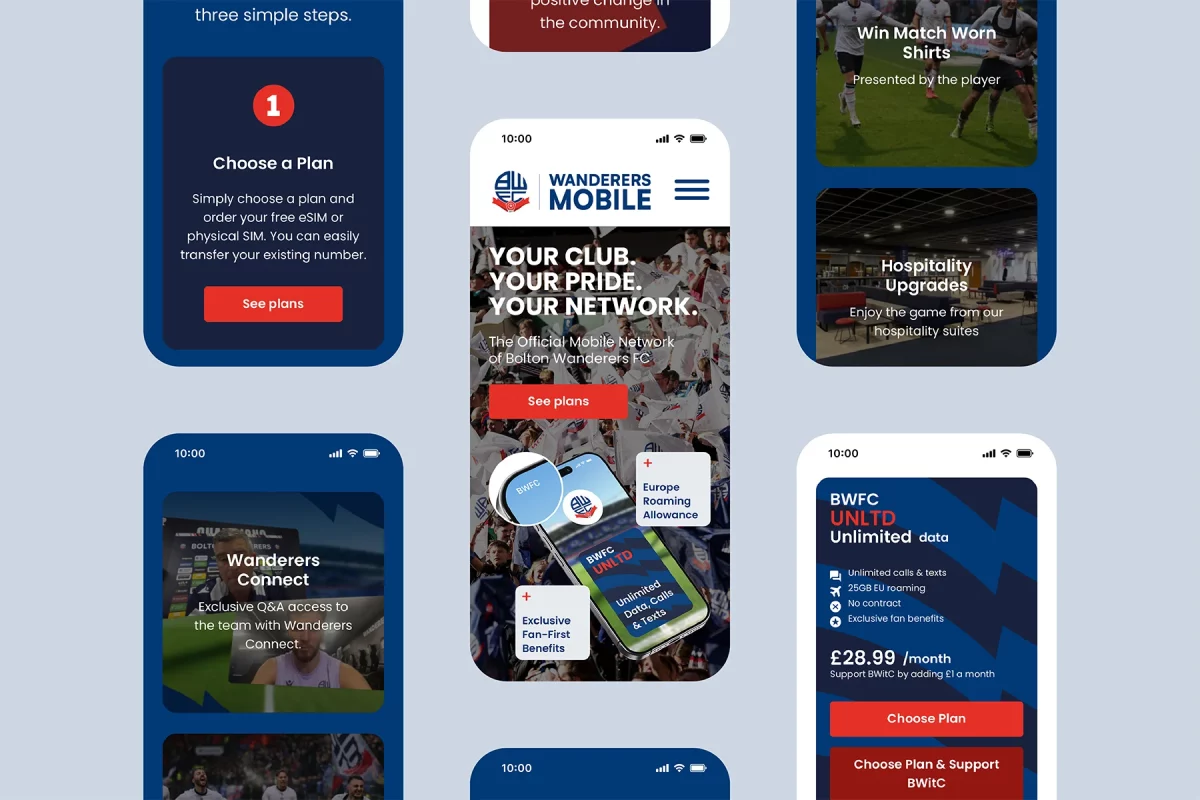 Bolton Wanderers Mobile website design mobile screens