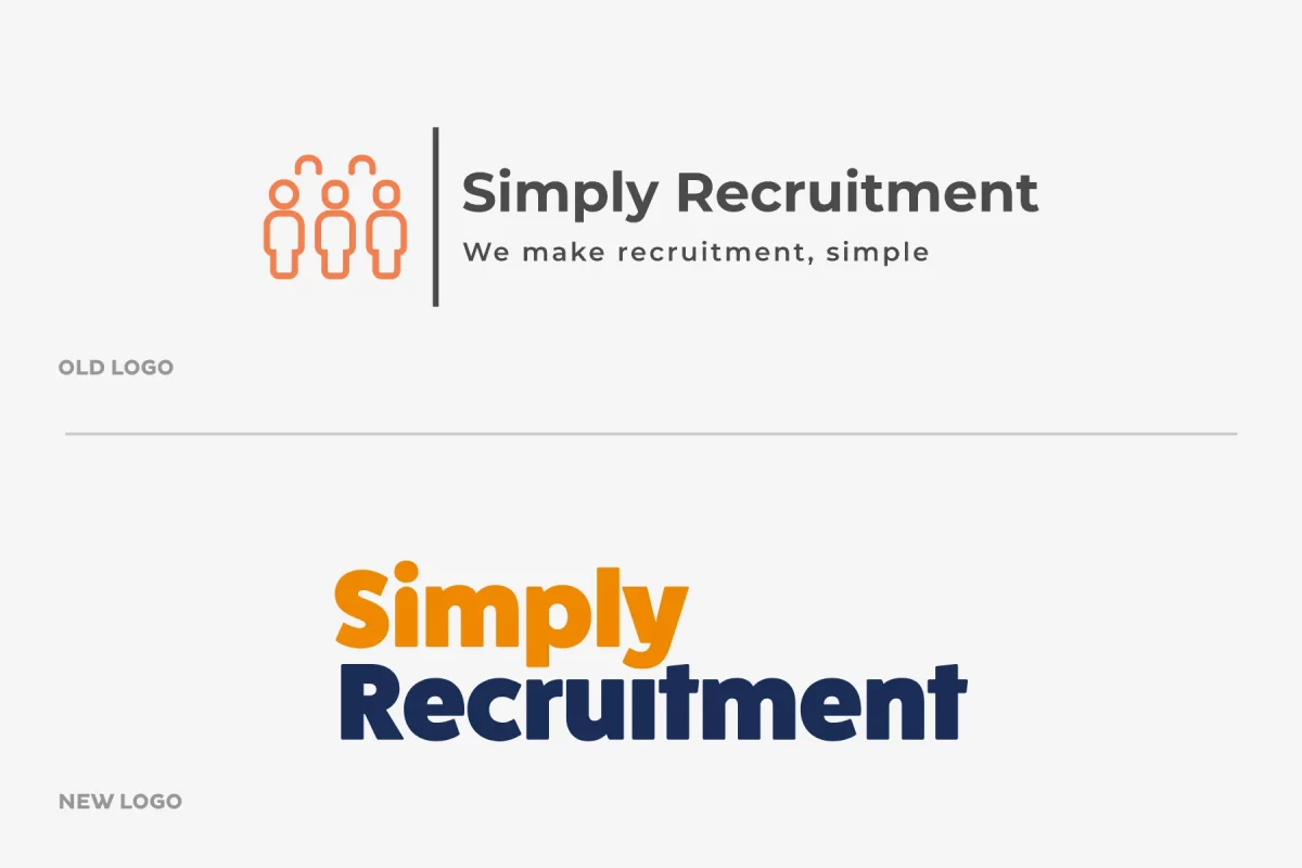 Simply Recruitment branding logo design before and after