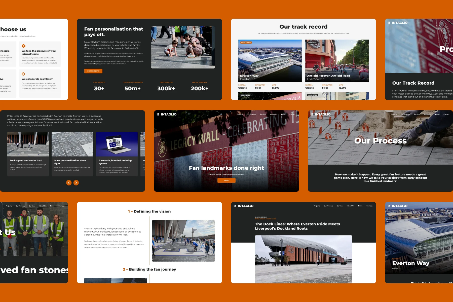 Intaglio Creative website design desktop screens