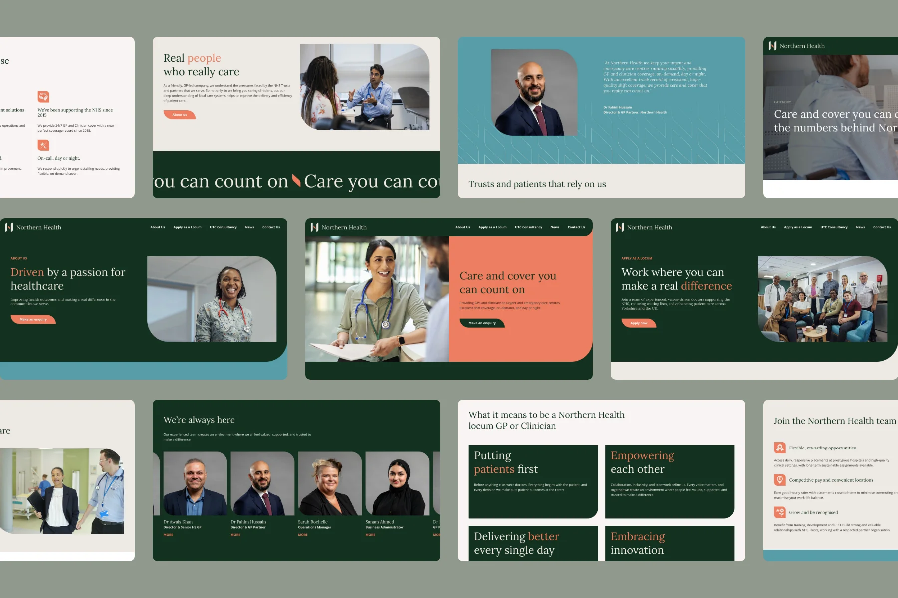 Northern Health website design desktop screens