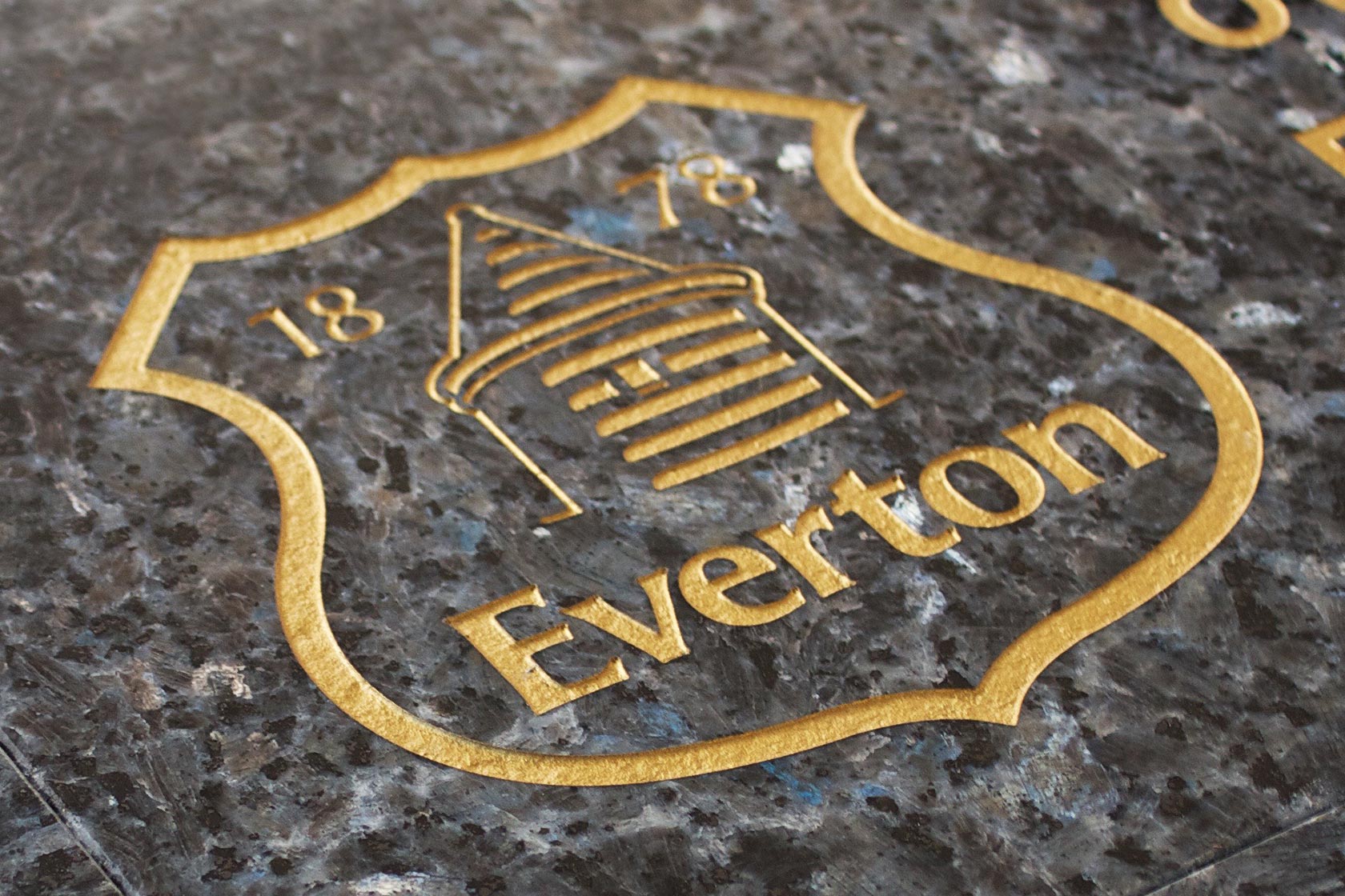 Sports tribute Everton engraved stone