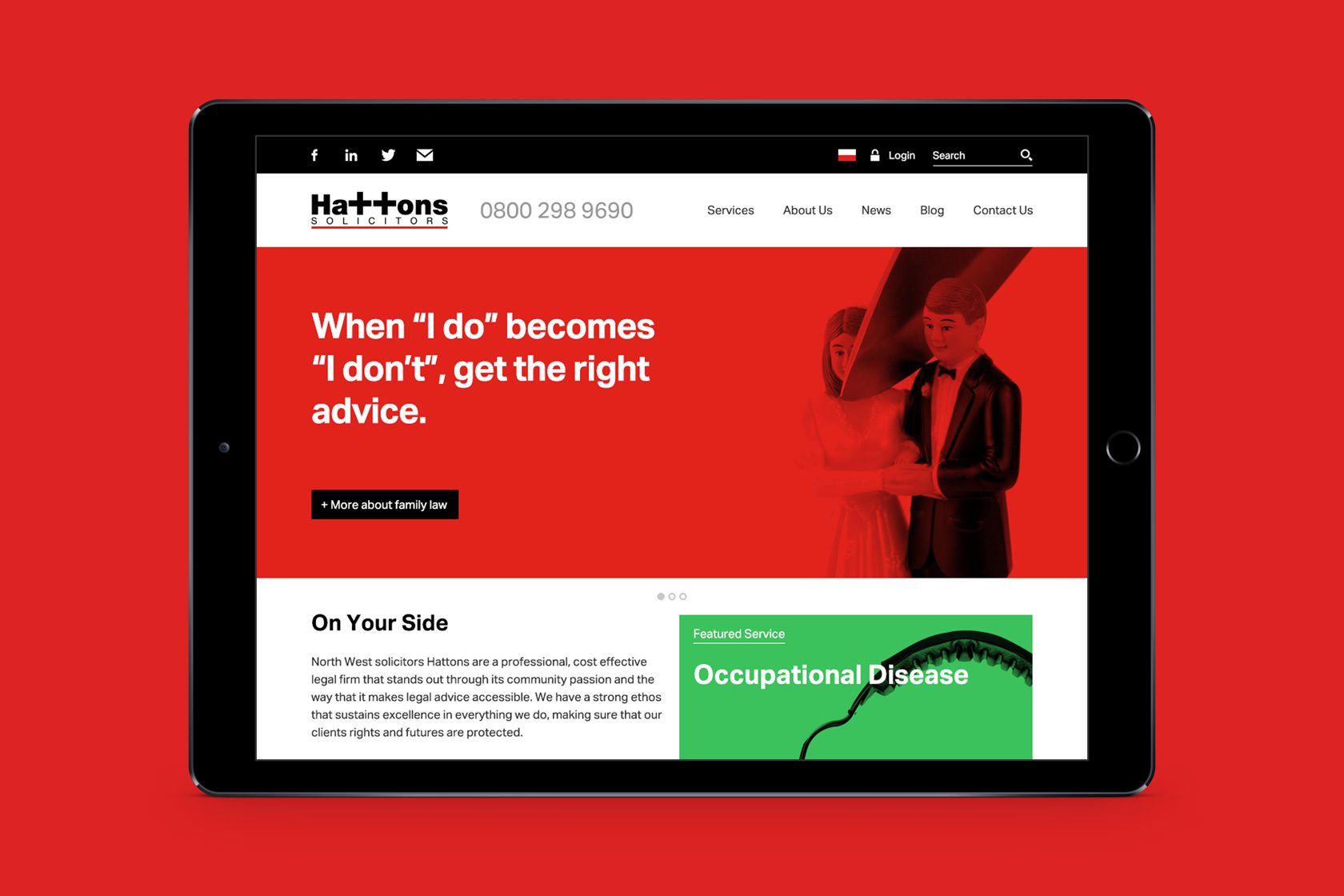 Hattons Solicitors website tablet view