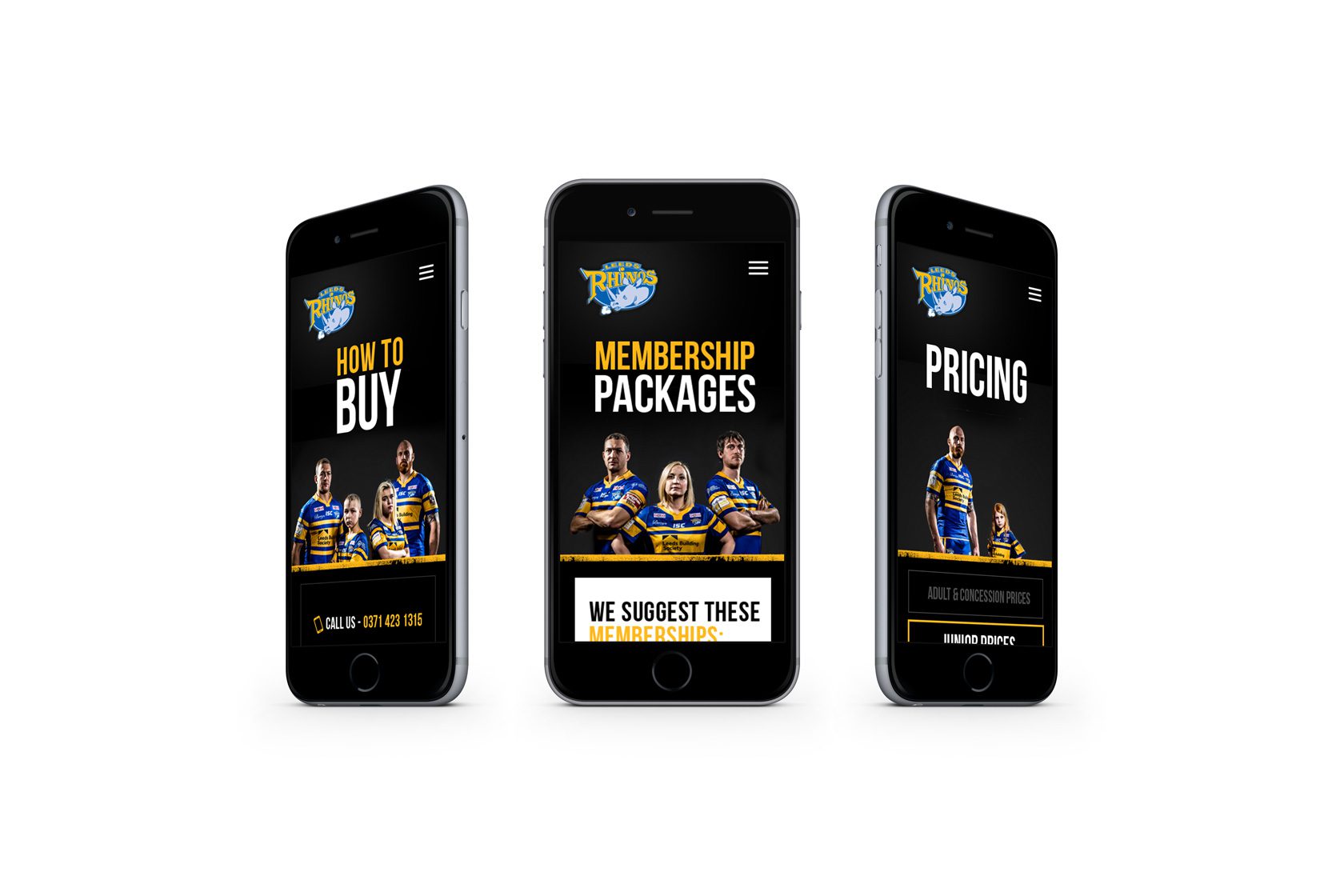 Rhinos Membership website mobile